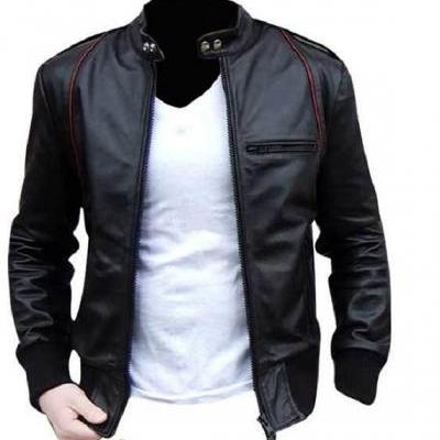 Handmade Custom New Men Black With Red Lining Leather Jacket, men leather jacket, Leather jacket for men, Biker Leather Jacket, Motorcycle Jacket