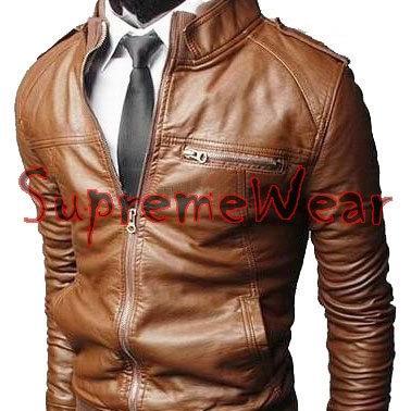 Handmade New Men Rib Style Slim Fit Leather Jacket, Men leather jacket, Leather 