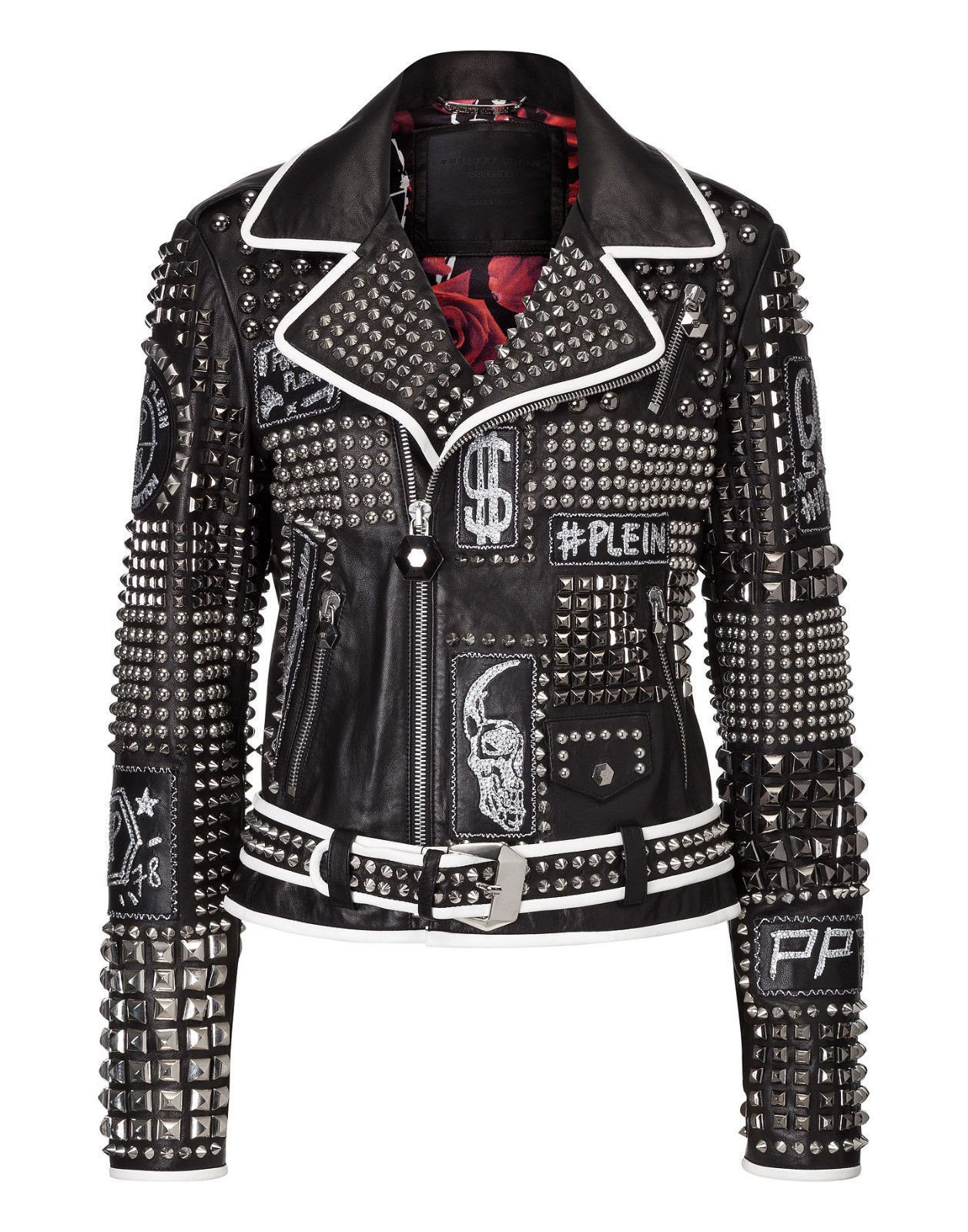 patched leather jacket
