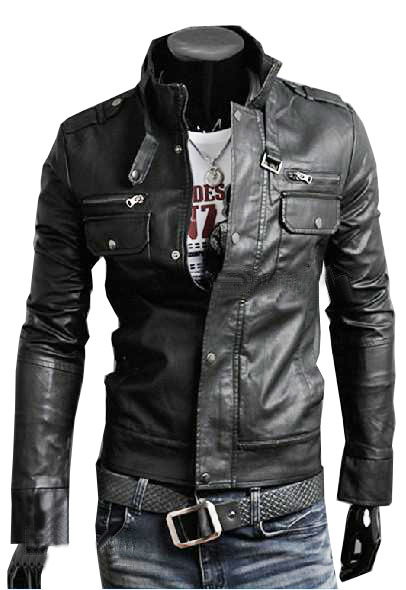 Handmade Custom New Men Slim Fit Stylish Belted Collar Chic Leather ...