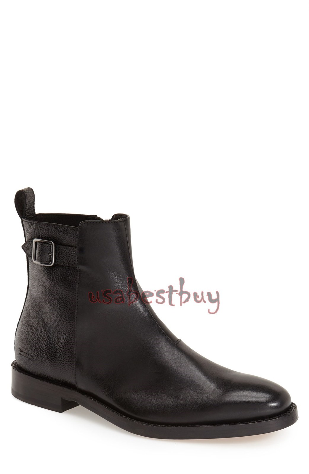 New Handmade Simple Style Black Leather Ankle Boots Men Stylish Leather Boots On Luulla
