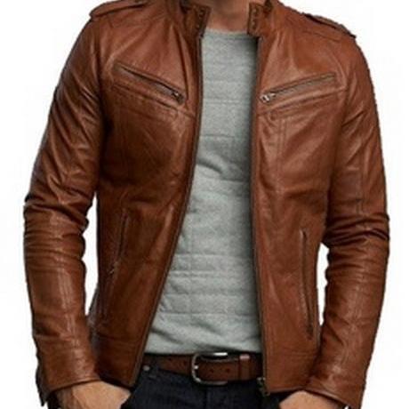 Handmade Custom New Men Slim Fit Sleeve Zipper Style Leather Jacket ...