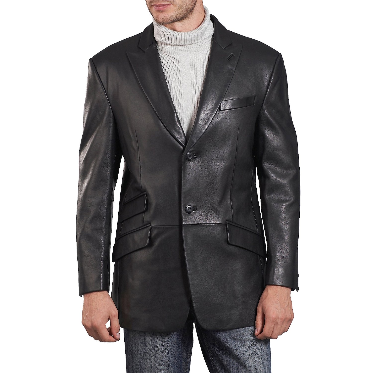 Handmade Custom New Men Regular Stylish Leather Blazer, Men Leather ...